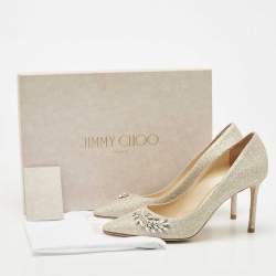 Pre Owned Jimmy Choo Gold Glitter Romy Pointed Toe Pumps Size 38