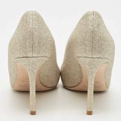 Pre Owned Jimmy Choo Gold Glitter Romy Pointed Toe Pumps Size 38