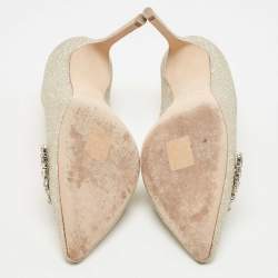 Pre Owned Jimmy Choo Gold Glitter Romy Pointed Toe Pumps Size 38