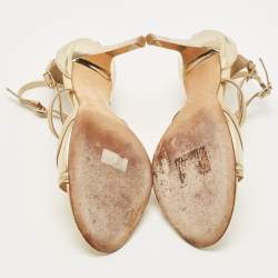 Jimmy Choo Gold Leather Lance Ankle Strap Sandals Size 38.5