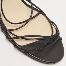 مملوكة مسبقًا Jimmy Choo Black Leather Sandals Size 37