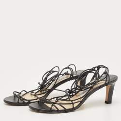 مملوكة مسبقًا Jimmy Choo Black Leather Sandals Size 37