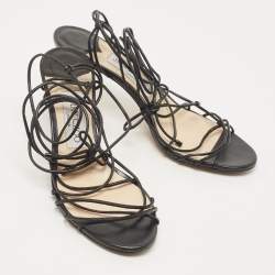 مملوكة مسبقًا Jimmy Choo Black Leather Sandals Size 37