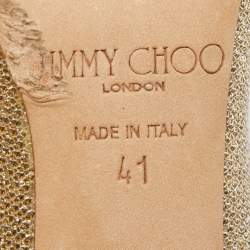 Pre Owned Jimmy Choo Gold Glitter Fabric Romy Pointed Toe Pumps Size 41