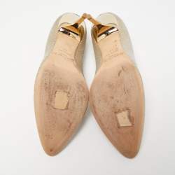 Pre Owned Jimmy Choo Gold Glitter Fabric Romy Pointed Toe Pumps Size 41