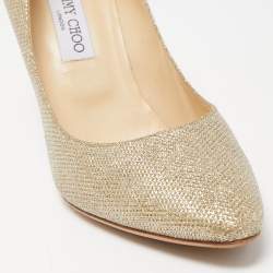 Pre Owned Jimmy Choo Gold Glitter Fabric Romy Pointed Toe Pumps Size 41