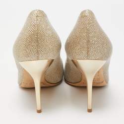 Pre Owned Jimmy Choo Gold Glitter Fabric Romy Pointed Toe Pumps Size 41