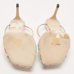 Pre Owned صندل سلايد جيمي تشو جلد ثعبان متعدد الألوان منقوش مقاس 37.5