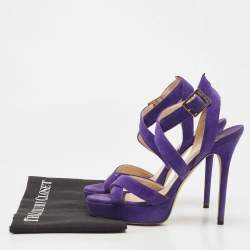 Jimmy Choo Purple Suede Maitai Strappy Platform Sandals Size 38