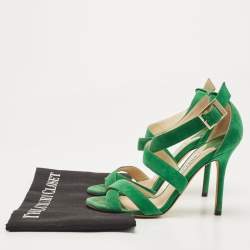 Pre Owned Jimmy Choo Green Suede Ankle Strap Sandals Size 36