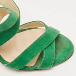Pre Owned Jimmy Choo Green Suede Ankle Strap Sandals Size 36