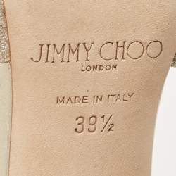 Pre Owned Jimmy Choo Silver Glitter and Leather Lang  Sandals Size 39.5