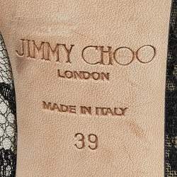 Pre Owned Jimmy Choo Black Lace Pointed Toe Pumps Size 39