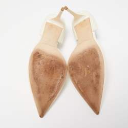 Pre Owned Jimmy Choo White Leather Addison D'orsay Pointed Toe Pumps Size 40