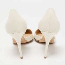 Pre Owned Jimmy Choo White Leather Addison D'orsay Pointed Toe Pumps Size 40