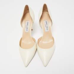 Pre Owned Jimmy Choo White Leather Addison D'orsay Pointed Toe Pumps Size 40