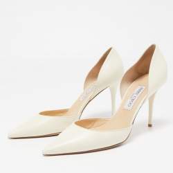 Pre Owned Jimmy Choo White Leather Addison D'orsay Pointed Toe Pumps Size 40