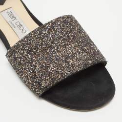 مملوكة مسبقًا Jimmy Choo Multicolor Glitter Flat Slides Size 39.5