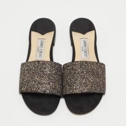 مملوكة مسبقًا Jimmy Choo Multicolor Glitter Flat Slides Size 39.5