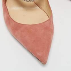 Pre Owned Jimmy Choo Pink Suede Crystal Embellished Bing Slides Size 39