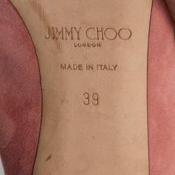 Pre Owned Jimmy Choo Pink Suede Crystal Embellished Bing Slides Size 39