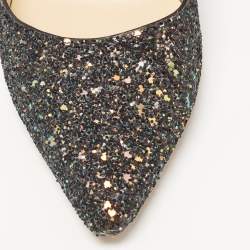 Pre Owned Jimmy Choo Black Glitter Romy Pointed Toe Pumps Size 41