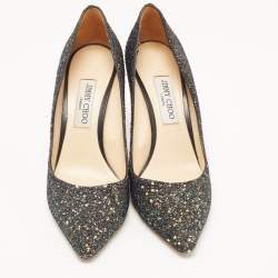 Pre Owned Jimmy Choo Black Glitter Romy Pointed Toe Pumps Size 41