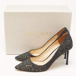 Pre Owned Jimmy Choo Black Glitter Romy Pointed Toe Pumps Size 41