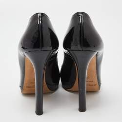 Pre Owned Jimmy Choo Black Patent Leather Peep Toe Platform Pumps Size 38