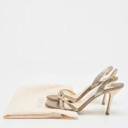 Pre Owned Jimmy Choo Silver Glitter Slingback Sandals Size 37.5