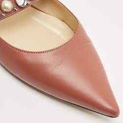 Pre Owned Jimmy Choo Pink Leather Gela Flats Size 37.5