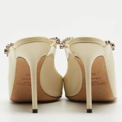 مملوكة مسبقًا Jimmy Choo Cream Patent Leather Bing Mules Size 39