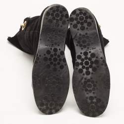مملوكة مسبقًا Jimmy Choo Black Suede Buckle Detail Mid Calf Boots Size 41