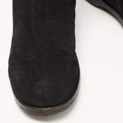 مملوكة مسبقًا Jimmy Choo Black Suede Buckle Detail Mid Calf Boots Size 41