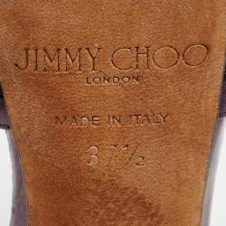 Pre Owned Jimmy Choo Purple Lace and Leather Laurita Sandals Size 37.5