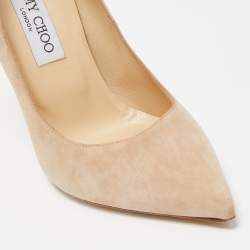 Pre Owned Jimmy Choo Beige Suede Romy Pointed Toe Pumps Size 38