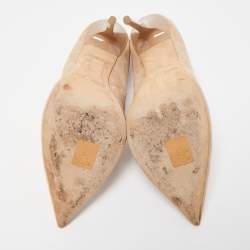 Pre Owned Jimmy Choo Beige Suede Romy Pointed Toe Pumps Size 38
