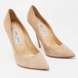 Pre Owned Jimmy Choo Beige Suede Romy Pointed Toe Pumps Size 38