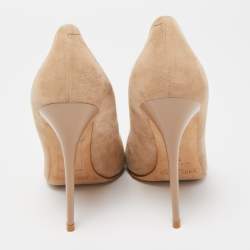 Pre Owned Jimmy Choo Beige Suede Romy Pointed Toe Pumps Size 38