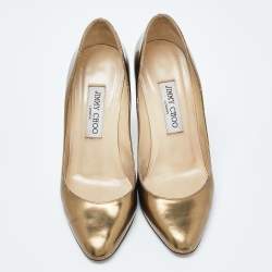 Jimmy Choo Gold Patent Leather Gilbert Pumps Size 37