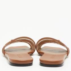 Pre Owned Jimmy Choo Brown Leather Laran Flat Slides Size 37