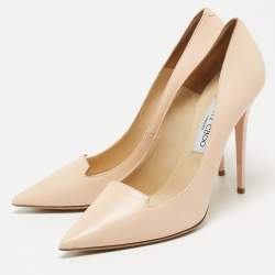 Pre Owned Jimmy Choo Beige Leather Pointed Toe Pumps Size 39