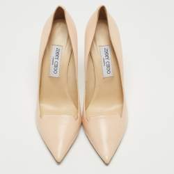 Pre Owned Jimmy Choo Beige Leather Pointed Toe Pumps Size 39