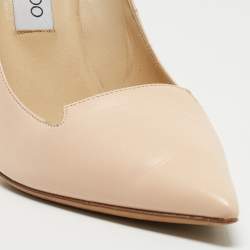 Pre Owned Jimmy Choo Beige Leather Pointed Toe Pumps Size 39