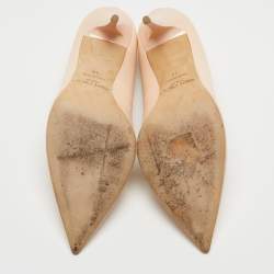 Pre Owned Jimmy Choo Beige Leather Pointed Toe Pumps Size 39