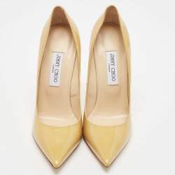 Pre Owned Jimmy Choo Beige Patent Love Pointed Toe Pumps Size 41