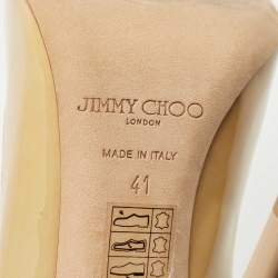 Pre Owned Jimmy Choo Beige Patent Love Pointed Toe Pumps Size 41