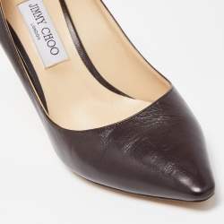 Pre Owned Jimmy Choo Dark Brown Leather Romy Pumps Size 40 