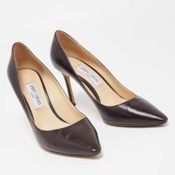 Pre Owned Jimmy Choo Dark Brown Leather Romy Pumps Size 40 