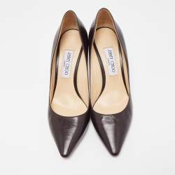 Pre Owned Jimmy Choo Dark Brown Leather Romy Pumps Size 40 